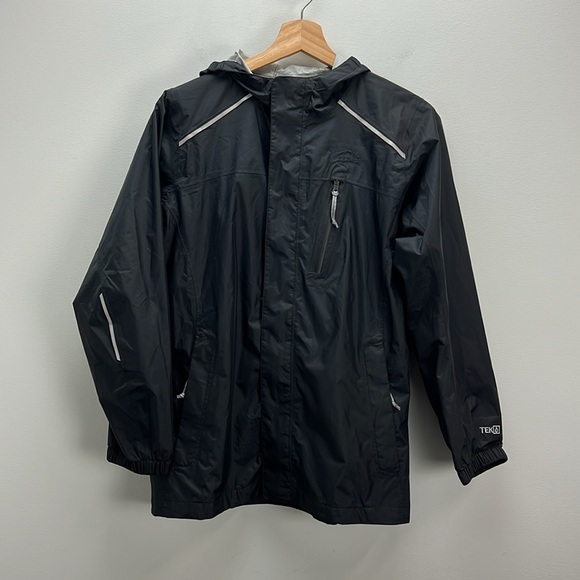 L.L. Bean Trail Model Rain Jacket Black Hooded Windbreaker Kids Size 18 Outdoor - Picture 1 of 10